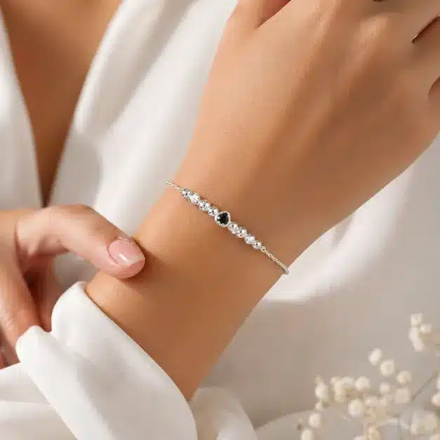 Heart Charm Silver Bracelet